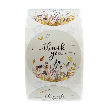 

500 Pcs/Roll Sealing Label Decorative Sticker Flower Thank You Sticker Paper Adhesive Sticker Scrapbooking Stationery Supplies