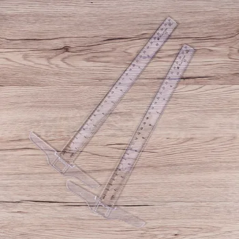 

2pcs T Shape Ruler Plastic Double Side Scale Transparent Straight Ruler for General Layout Work DIY Craft