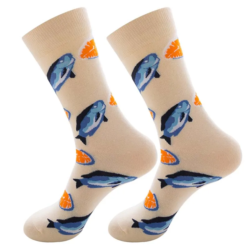 Women Colorful Combed Cotton Socks Shark Skull Pattern Long Tube Happy Men Socks Novelty Skateboard Crew Casual Crazy Socks - Color: 14