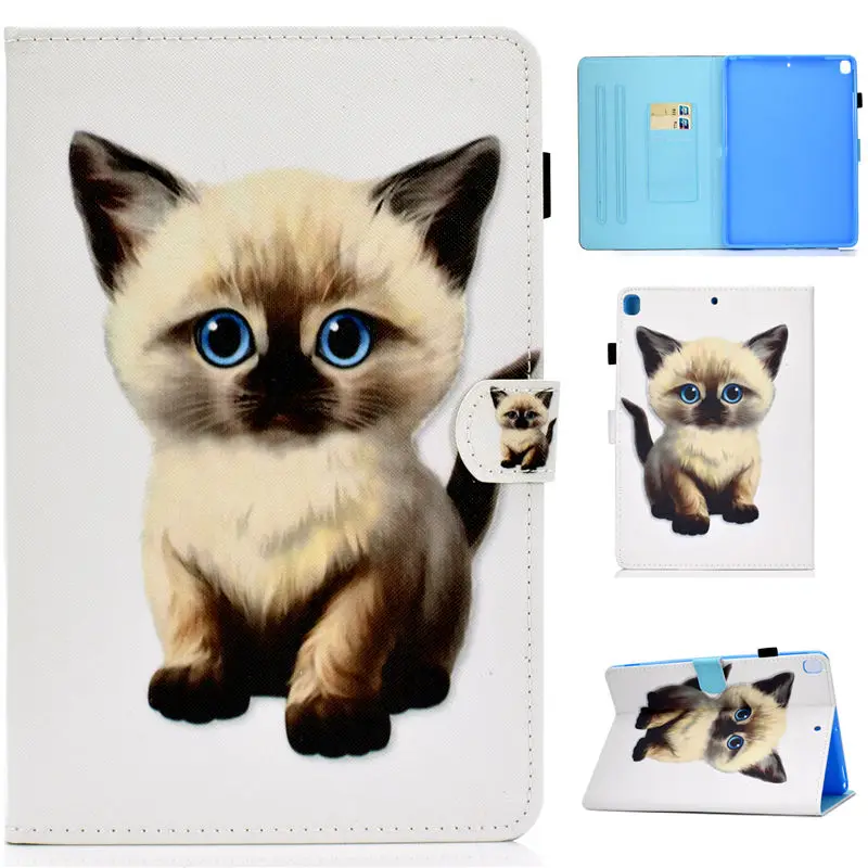 Чехол для iPad 10,2 Smart Cover для Apple iPad 7th Generation A2200 A2198 A2232 Funda планшет мультфильм подставка в виде кошки оболочки+ подарок - Цвет: S031