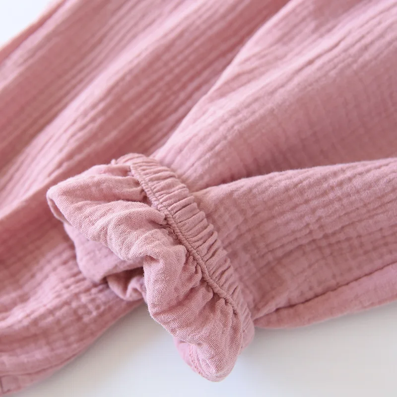 Japanese-style New Spring And Summer Women's Trousers 100% Cotton Crepe Cloth Large Size Color Tie Pants Casual Pants Home Pants