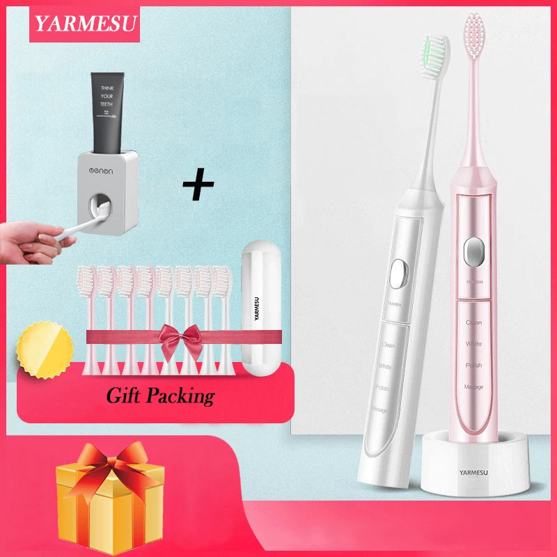 

Electric Toothbrush USB Inductive Charging Sonic Toothbrush Adults With Travel Case Ulatrsonic Waterproof 3/8 Tooth Brush Head