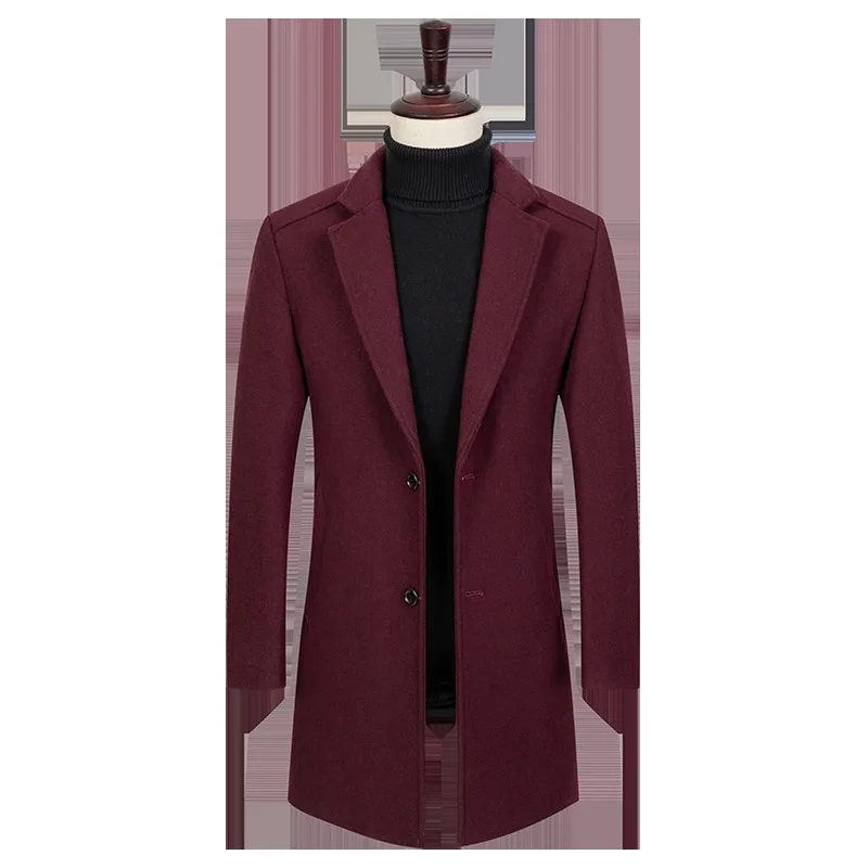 Зимнее модное мужское свободное шерстяное пальто для отдыха, ветровка, приталенное однотонное Свободное пальто, большие размеры, M-4XL