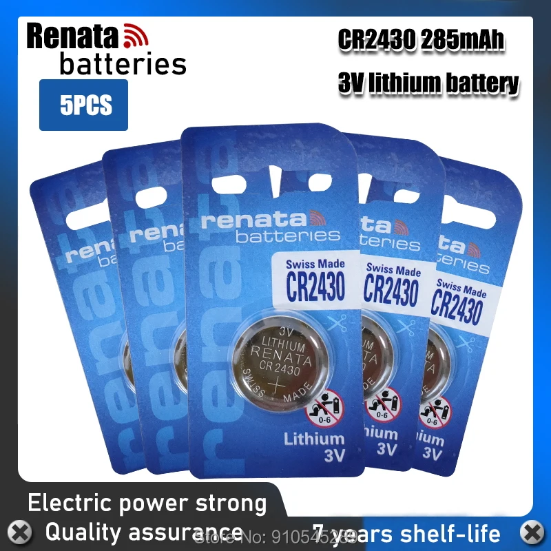 5pc Original RENATA CR2430 DL2430 CR 2430 3V Lithium Battery For Smart Watch Headphone Toy scale clocks hearing aids Button Coin |
