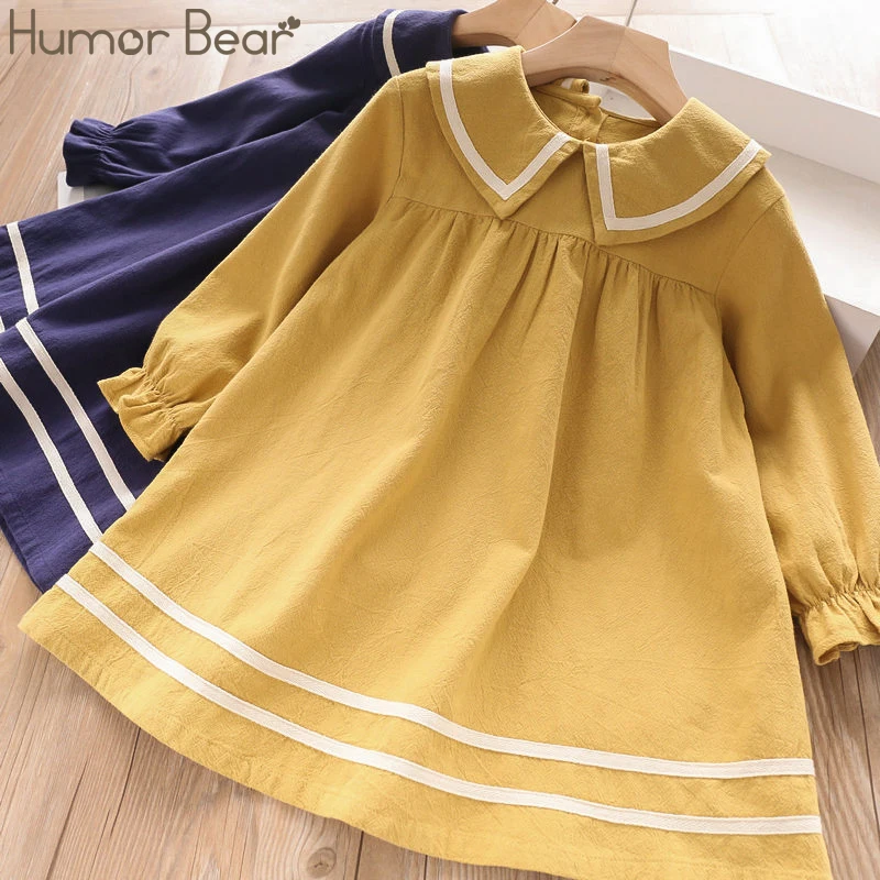 

Humor Bear Girls Student Dress 2019 NEW Children Girls Dress Party College Style Lapel Princess Dress Fashion Baby Kids Clothing