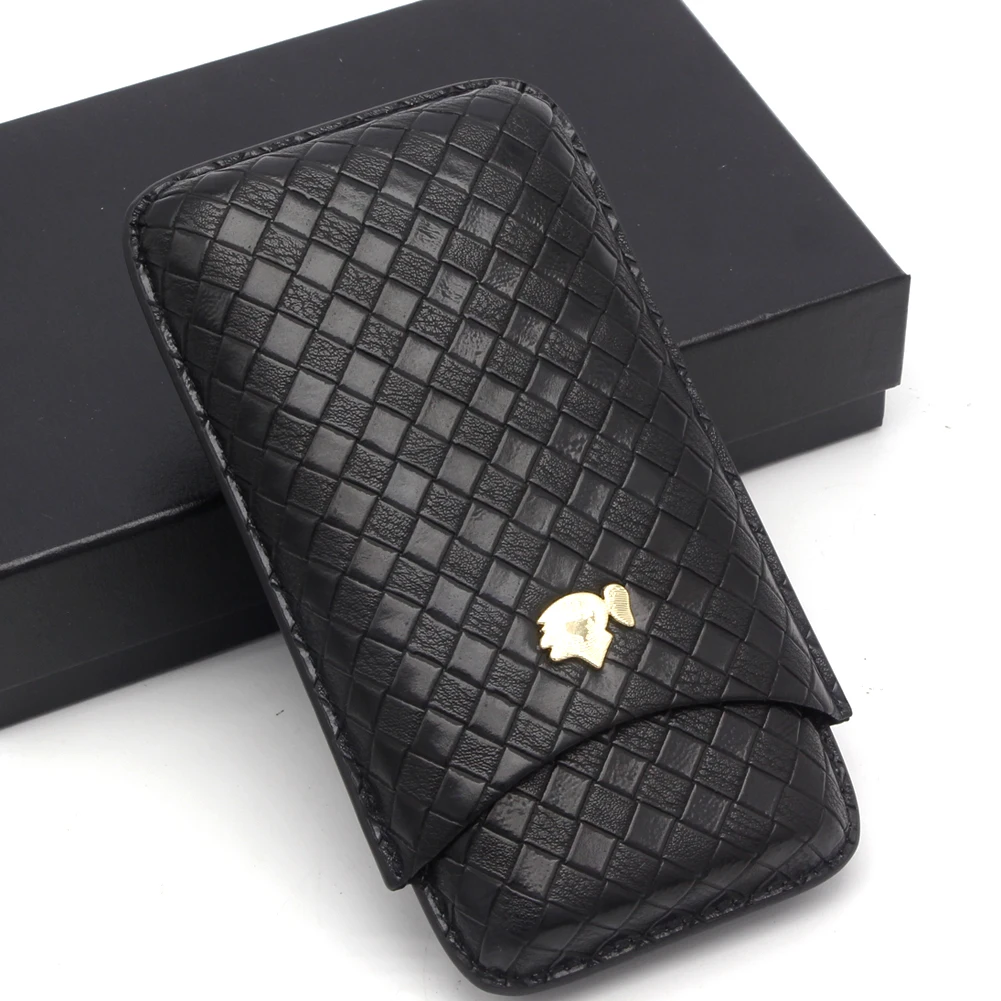 COHIBA Cigar Case Travel Humidor Portable Outdoor For 3 Ciagrs Tube Holder Mini Leather Box |