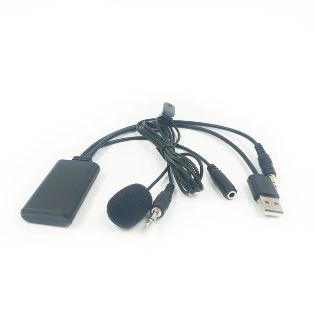 Biurlink For HYUNDAI KIA BMW Toyota 150CM 3.5MM Jack Aux USB Bluetooth 5.0 Audio Cable Handsfree Microphone Adapter