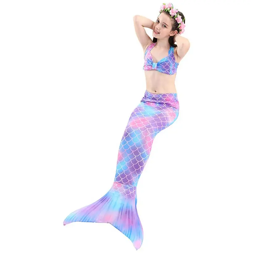 5Pcs/Set Girls Mermaid Tail Swimsuit Children the Little Mermaid Costume Cosplay Beach Clothes Bathing Suit anime cosplay female