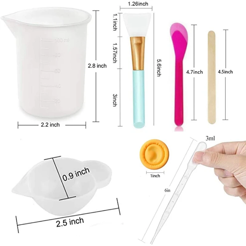 Promotion! 43PCS Resin Mixing Tool Kit - Silicone Measuring Cups For Epoxy  Resin Silicone Mixing Cups,Silicone Brushes,Pipettes
