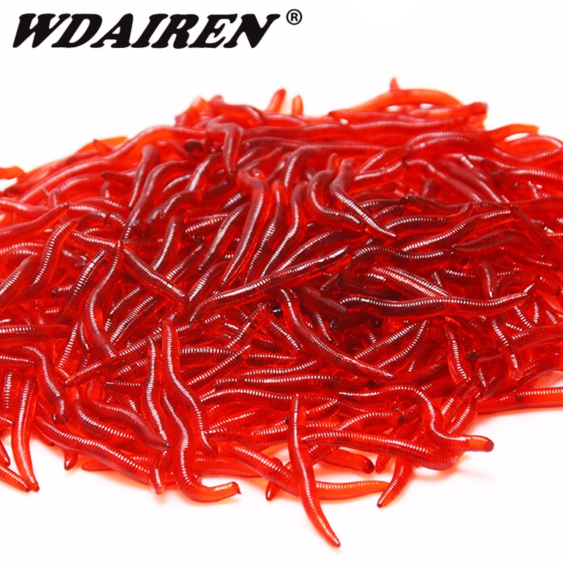 50 Or100pcs Lifelike Fishy Smell Red Worms Soft Bait Simulation