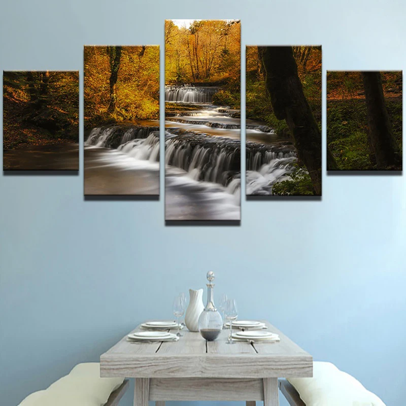 

5 Planes Waterfall Room Decor Canvas Art Painting Picture Photo Living Room Office Canvas Painting for Women and Men