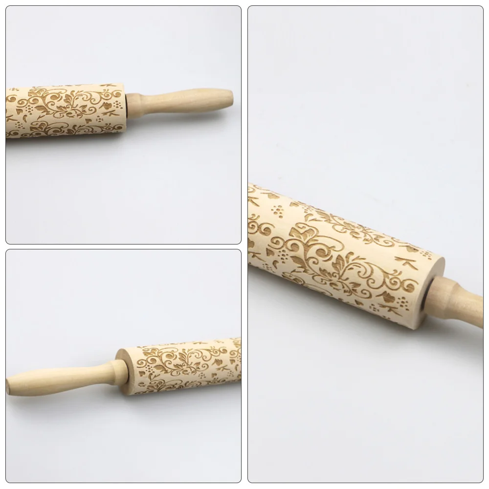1pc Christmas Rolling Pin Pattern Dough Baking Roller Baking Pin for Bakery Home Kitchen