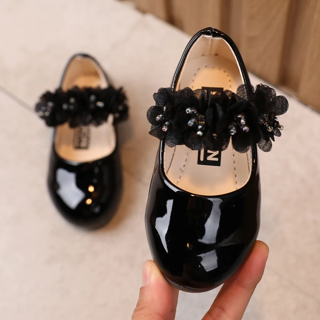 TELOTUNY Kids Girls Summer Soft Soled Flower Solid Color Casual Sandals Leather Slip-on Dress Party Princess Shoes First Walker