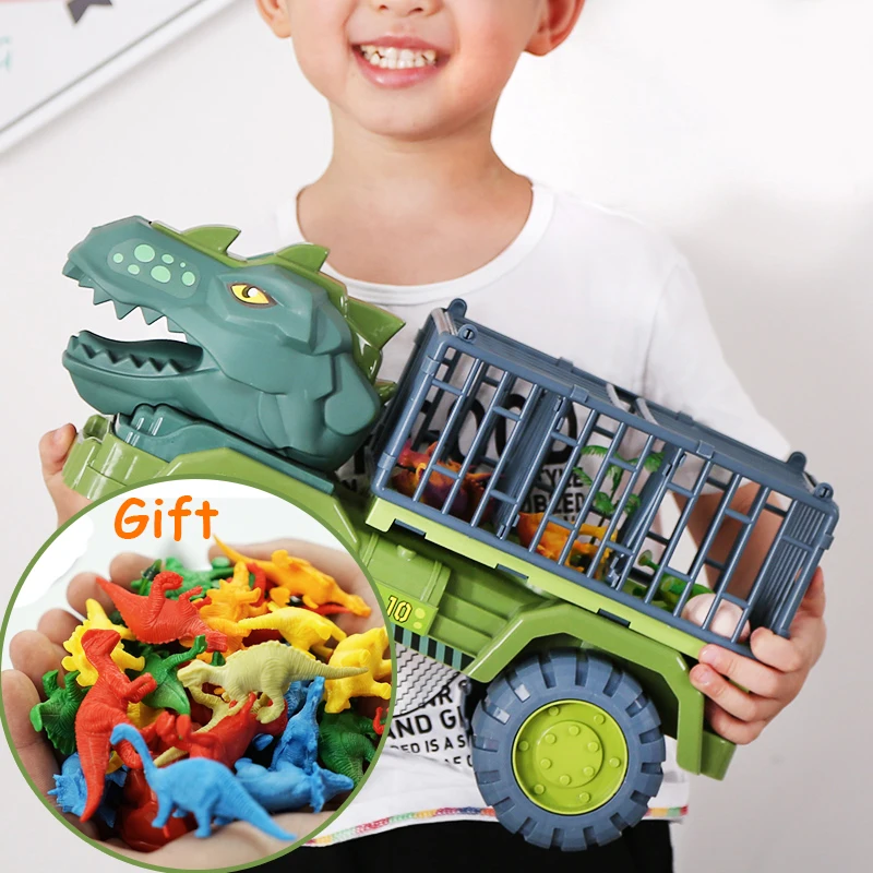 

Dinosaurs Transport Car Cage Truck Toy Pull Back Vehicle With Dinosaur Egg Christmas Dino Car Playset Toys For Kids Boys Gift
