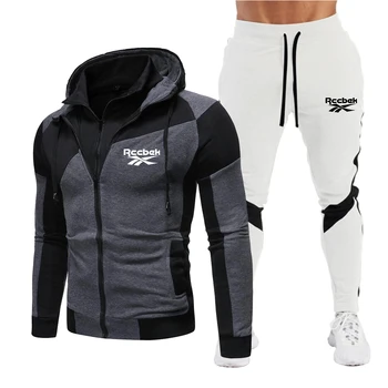 

Autumn and winter new fashion sports brand men's suit splicing zipper jacket + splicing trousers two-piece sports casual wear