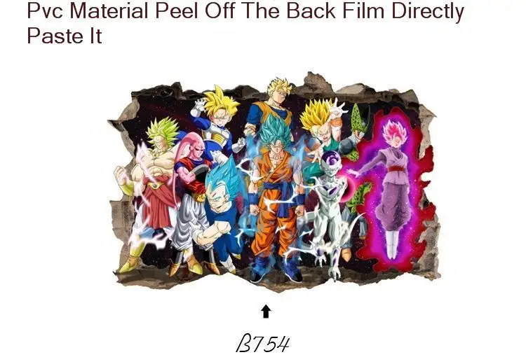 Наклейка s Виниловая Наклейка Декор Dragon Ball Z Гоку мультфильм 3D дети аниме разбиться настенное украшение для комнаты мальчик девочка стена