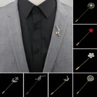 Men's Advanced Retro Golden Anchor Flower Brooch Pins Metal Jewelry Stylish Brooches Collar Breastpin Pin Men's Suit Dressup