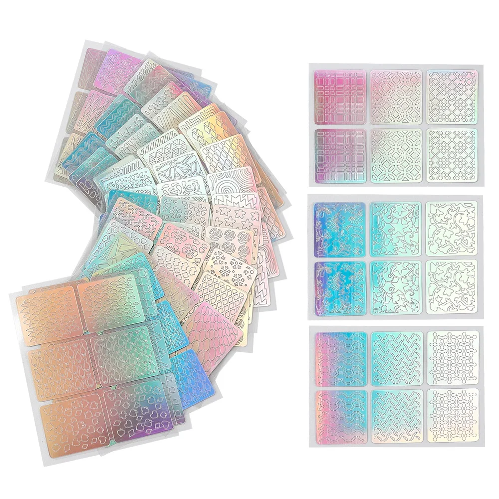 24 PCS Nail Art Hollow Stickers 72 Patterns Nail Art DIY Sticker Making Hollow Pattern Sticker Painting Hollow Design