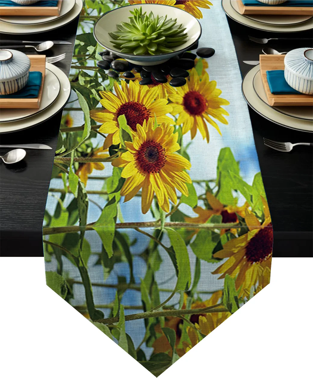 Подсолнечное поле настольная дорожка с цветами Настольный Флаг украшения для
