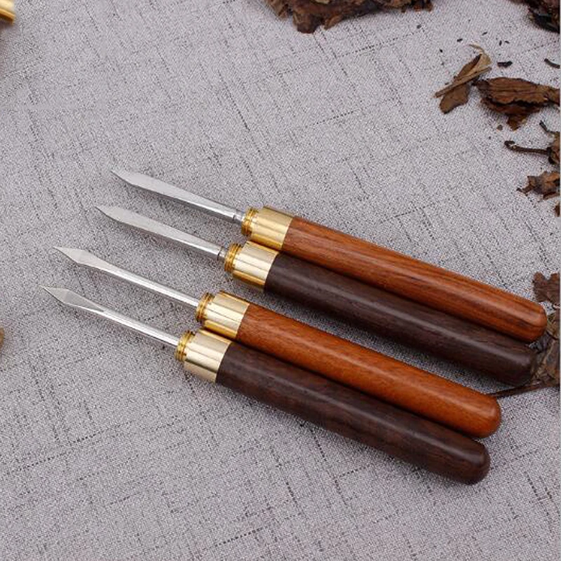 

Creative Sandalwood Stainless Steel Tea Knife Pu Er Dedicated Tea Needle Tea Accessories Kung Fu Teasets Spiral Tea Knife