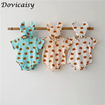 

2020 baby clothes summer baby clothing bear baby girls bodysuits with sun hat floral baby one piece