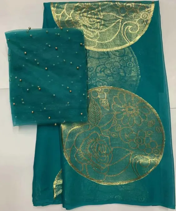 Чистый шелк ткань с mossaic золото африканская ткань Африканская кружевная ткань 2+ 5 ярдов французское кружево с Бисером Дубай кружево для платья ZDL-B3