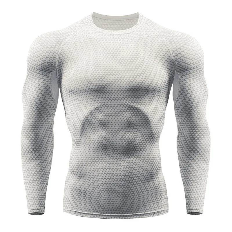 Мужская футболка для бега, 3D принт, для фитнеса, спортзала, ММА Рашгард, футболка, брендовая, для бодибилдинга, тренировки, рубашки, длинный рукав, для бега, топы - Цвет: Photo Color