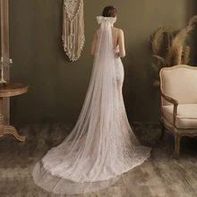 Bridal Veil with Comb Dot Tulle Veils with Bow Wedding Hair Accessories for Brides 1 Tier Cathedral Sheer Chapel Veil