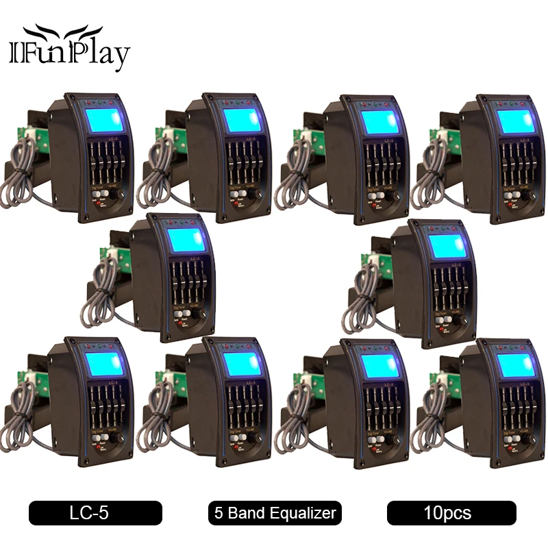 10Pcs 5 Bands LC-5 Guitar Pickup for Acoustic Guitarra Preamp EQ Equalizer with Digital Tuner Pegar Instrumentos Guitar Parts