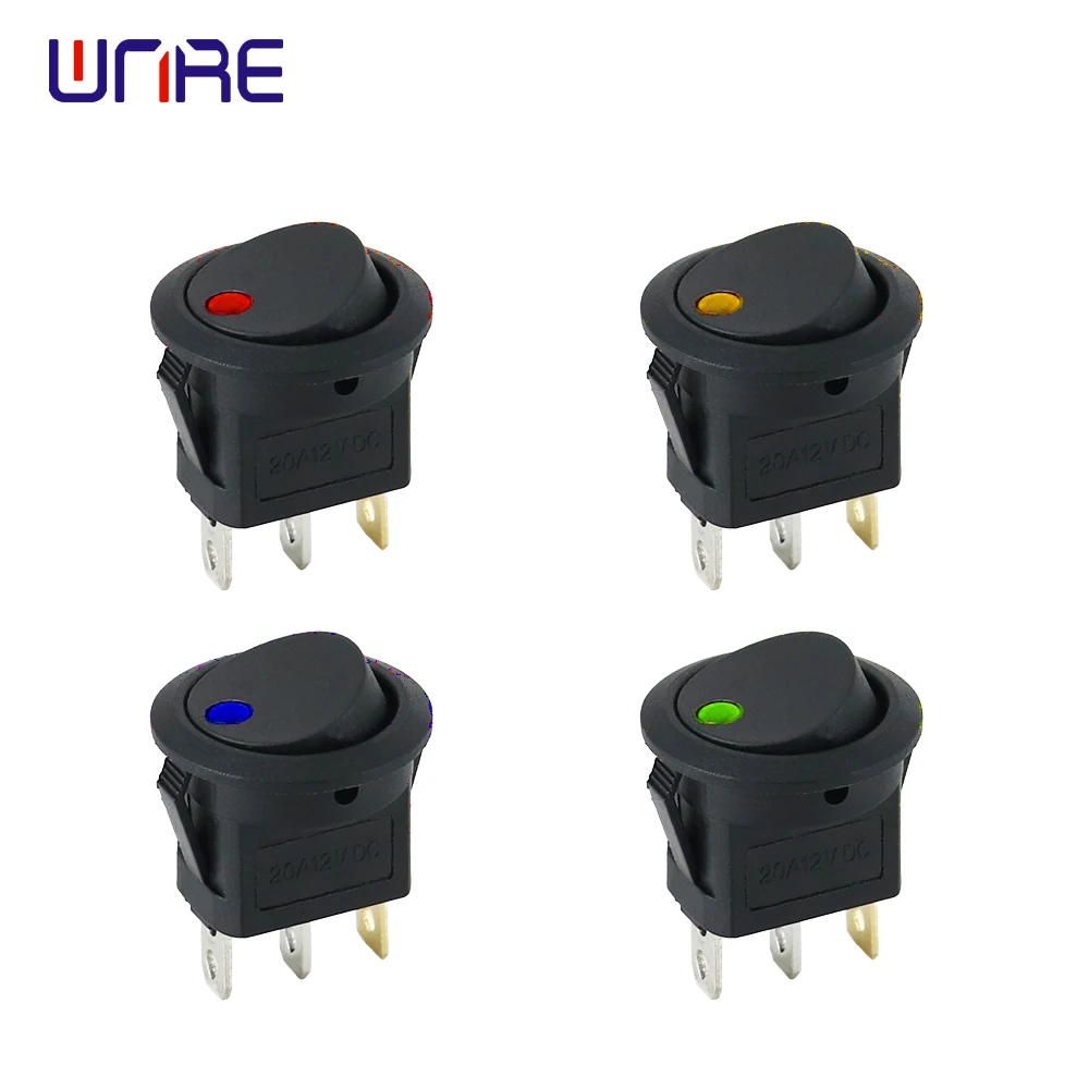 5Pcs ON/OFF 20A 12V DC Round Rocker Dot Cat-eye Switch LED Light Luminescence Mini Toggle Switches Waterproof Cap