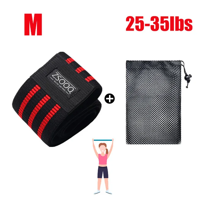 M with mesh bag Силовая попа Эспандеры для тренировок, тканевая петля, лента для ягодиц, для упражнений на бедрах, для ног, бедра, ягодицы, Нескользящая лента для глубоких приседаний - Цвет: M with mesh bag