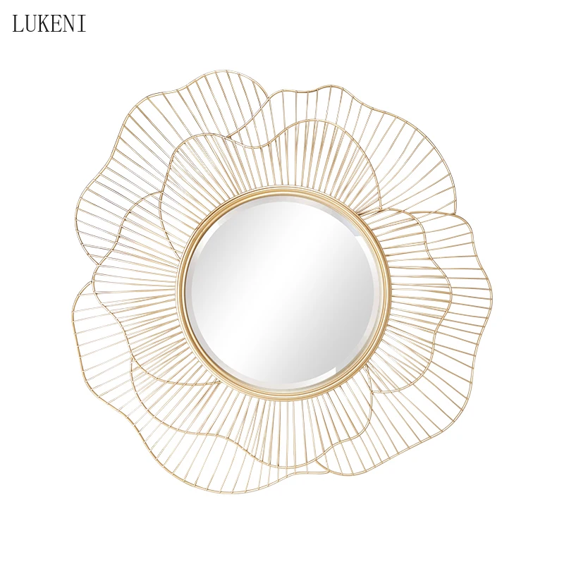 

Modern Wrought Iron Wall Decorative Mirror Decoration Craft Wall Hanging Ornament Home Livingroom 3D Stereo Wall Sticker Murals