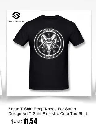 Футболка с изображением Сатаны; Дизайнерская футболка с рисунком Сатаны; большие размеры; Милая футболка из хлопка с графическим принтом; Повседневная мужская футболка с коротким рукавом