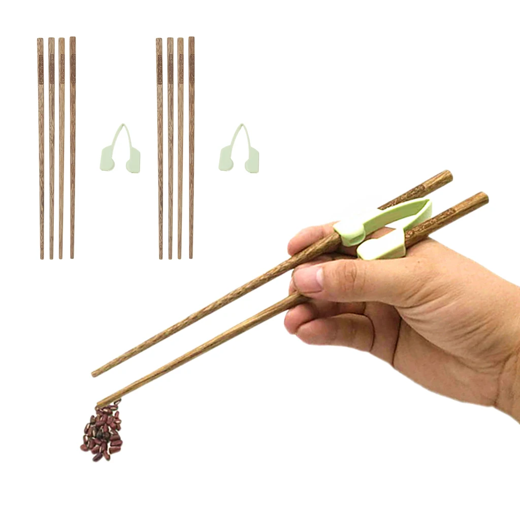 4 Pairs 25cm Chopsticks Anti-Slip Training Chopsticks + 2 Piece Helper, Individually Eating Aids for Elderly Adults or Children