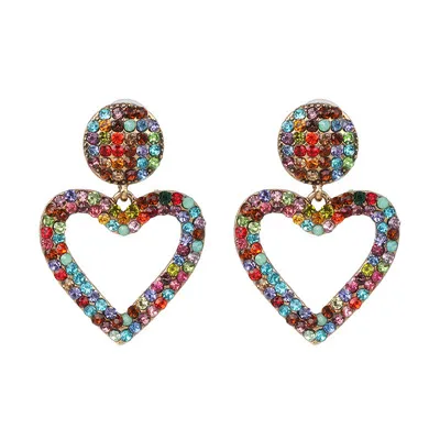 JURAN/Лидер продаж, новые цветные серьги с большим сердечком и кристаллами, длинные женские серьги-капли со стразами - Окраска металла: 52300-MT