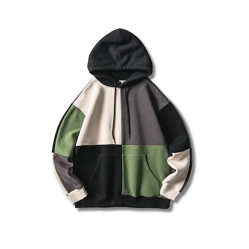 

2019 Streetwear Color Block Patchwork Hoodie Pullover Harajuku Men Autumn Winter Fleece Hoodie Cotton Hip Hop Hoodies Sweatshirt