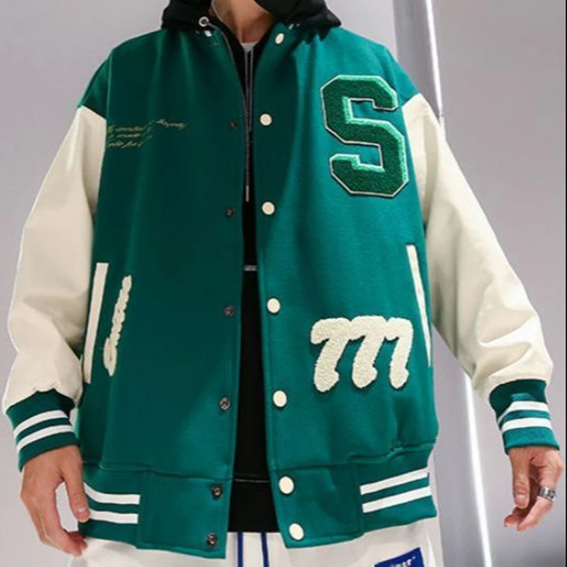 2021 new American letter embroidery jackets coats street hip-hop stitching baseball uniform couple large size loose retro jacket | Мужская