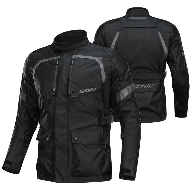 502-Black jacket LYSCHY высокое качество мотоциклетная куртка и брюки костюм со съемными CE протекторы и Тепловая Подкладка Moto adventure touring куртка - Цвет: 502-Black jacket