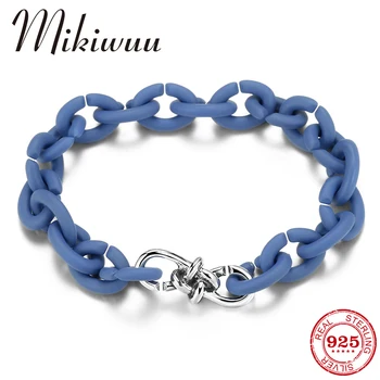 

Sea Blue Hard Rubber Chain Bracelets For Man Women with Hight Quality Silver Charm Beads Fashion Jewelry Hip hop style Gifts