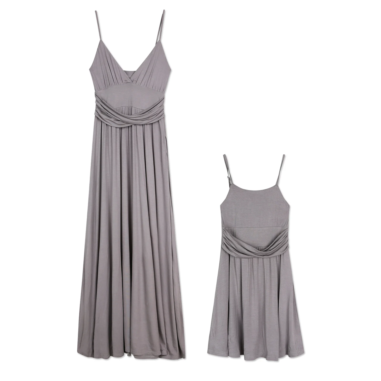 

PatPat Stylish Solid Pleated Strap Maxi Dress for Mom XL Spring Casual Cotton Ladies Dress