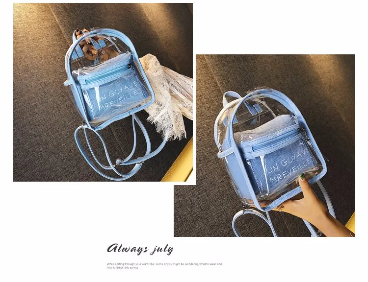 Women Transparent Jelly Small Backpacks Girls Mini Clear Backpack Fashion Letter Back Pack Teenage Girls Fashion Bookbag