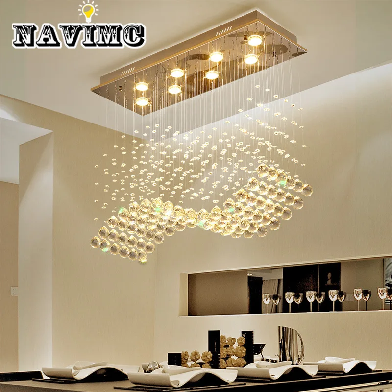 Rectangle Crystal Lamp Dining Room Chandelier Individuality Brief Light Modern Bar Counter for Home Restaurant Lighting chandelier for living room