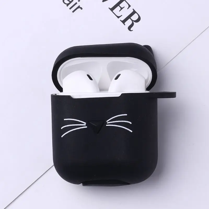 Борода кошка защитный чехол Мягкий силиконовый чехол с карабином для Airpods гарнитура A5YA