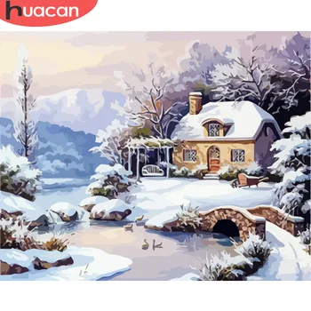 

HUACAN Painting By Numbers Winter Landscape Kits Oil Pictures By Numbers Snow Scenery Home Decor Drawing Canvas HandPainted DIY