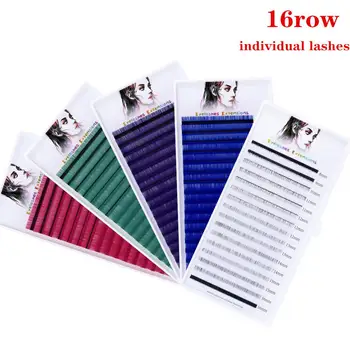 

Individual Eyelash Extension Faux Mink Lashes Colored Normal Lash 16 Rows 7-15mix Colored Soft Fake Eyelash for Makeup Supplies