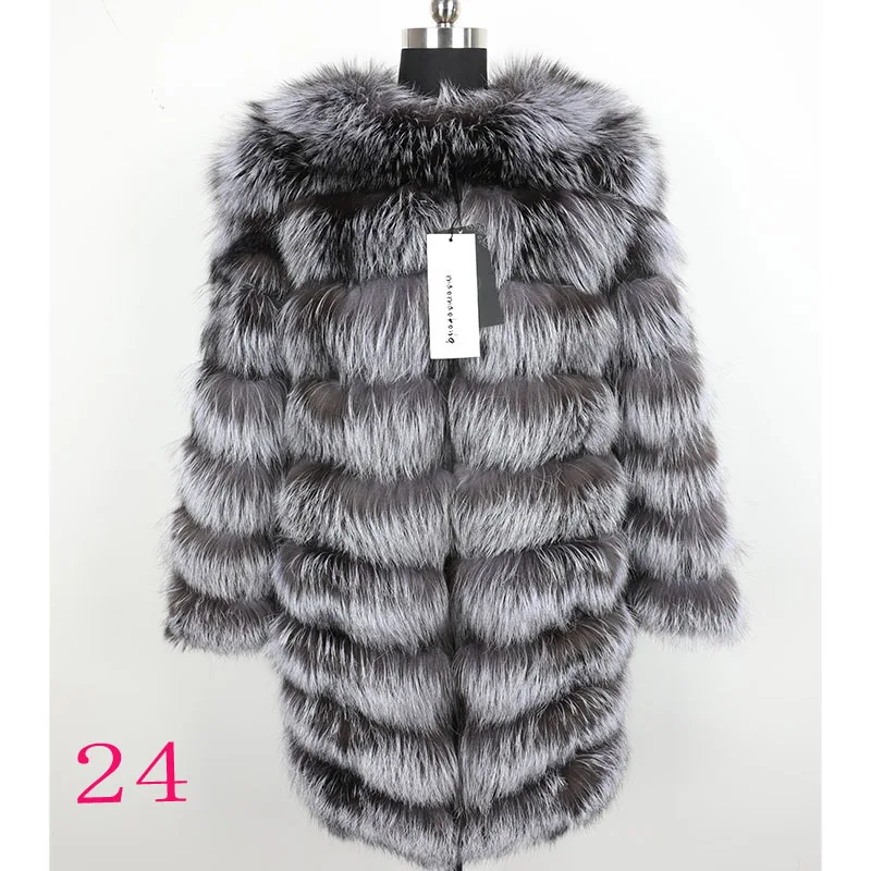 Maomaokong Women Winter Real Fox Fur Slim Vest Natural Fox Fur Jacket Coat Fashion Warm Natural Fur Park long Coat