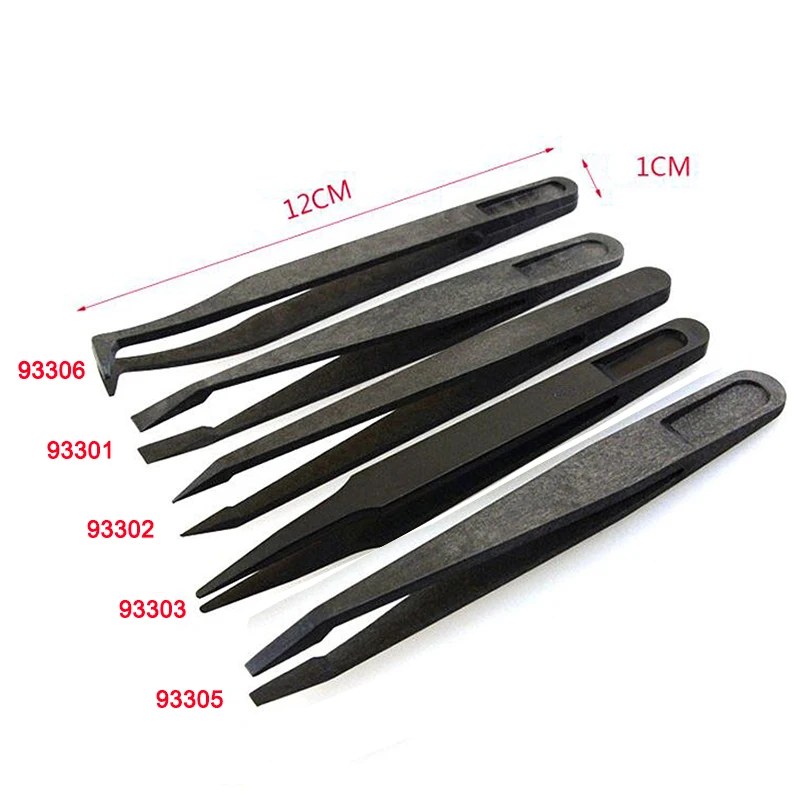 1PCS New Anti-static Antimagnetic Watch Jewelry Plastic Tweezer Heat Resistant Repair Tool Pointed,flat,elbow head