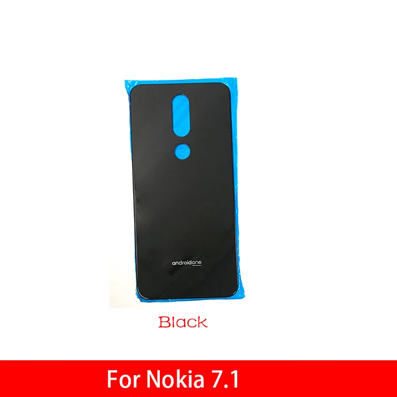 Новое заднее стекло задняя крышка для Nokia 7 7,1/5,1 Plus/X5/6,1 Plus/X6/8,1/X7 корпус батареи задняя крышка - Цвет: For Nokia 7.1 Black