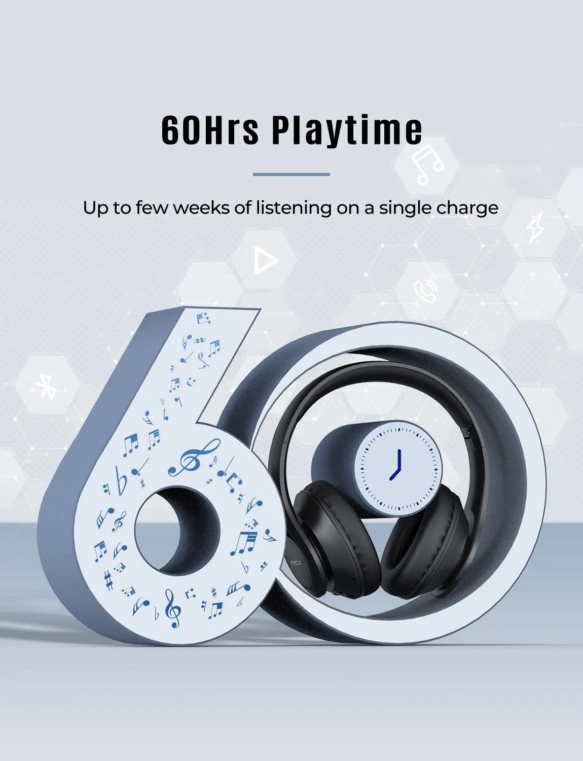 Mpow 059 Pro Wireless Headphone Bluetooth 5 0 Over Ear Headphones with Built in Mic 60Hrs Playing Time for Office Online Class
