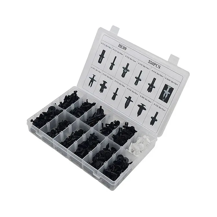 Tanie 350 sztuk samochodów Auto pinezka nitowy klips wykończeniowy obudowa panelu wnętrze zestaw HE09 dla Audi BMW Benz Ford Volvo 5